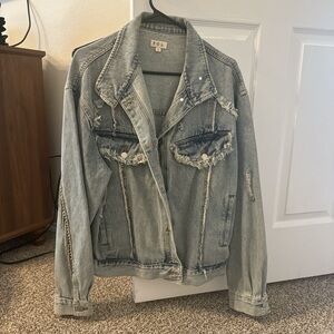POL Light Blue Distressed Jean Jacket